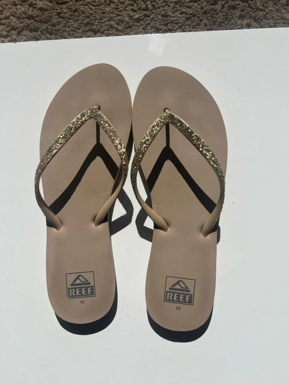 Reef Women's Glitter Strap Sandals - Beige and Gold